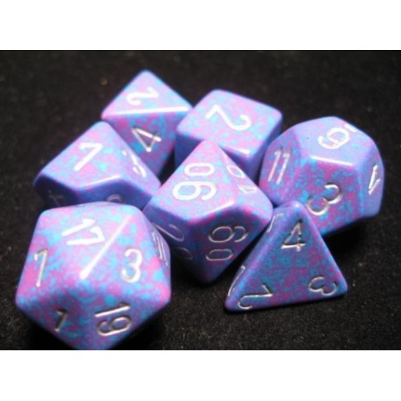 RPG Dice Sets Silver Tetra Speckled Polyhedral 7-Die Set