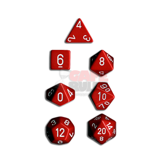 Opaque Dice Set - Red/White x7