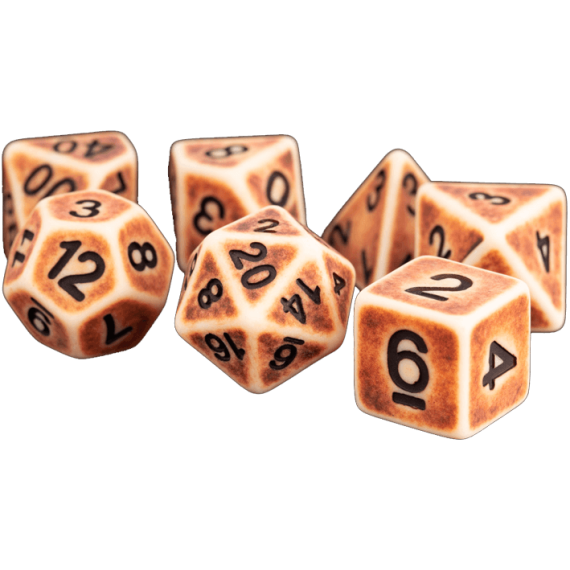 Resin Polyhedral Dice Set Ancient Brown (16mm)