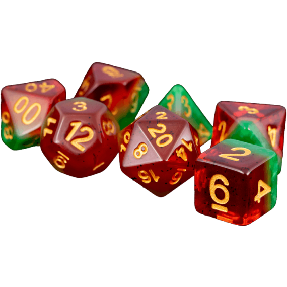 Resin Polyhedral Dice Set Fruit Watermelon