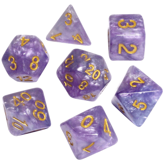 Resin Polyhedral Dice Set Lavender