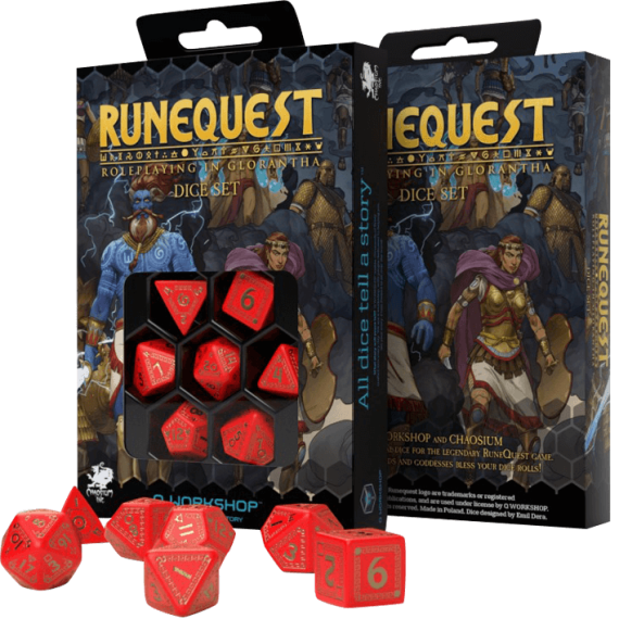 RuneQuest Red & gold Dice Set (7)