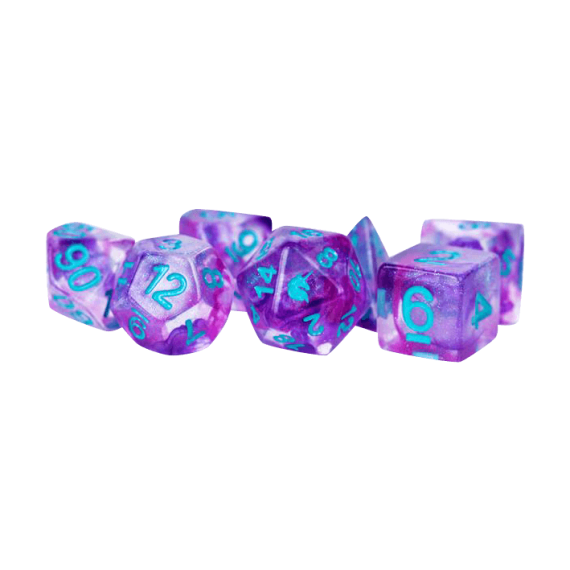 Unicorn Resin Polyhedral Dice Set: Violet Infusion