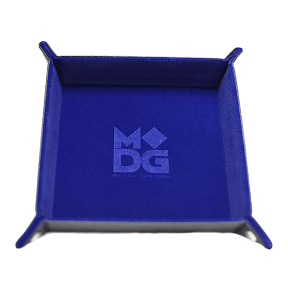 Velvet Folding Dice Tray (10x10): Blue with Leather Backing
