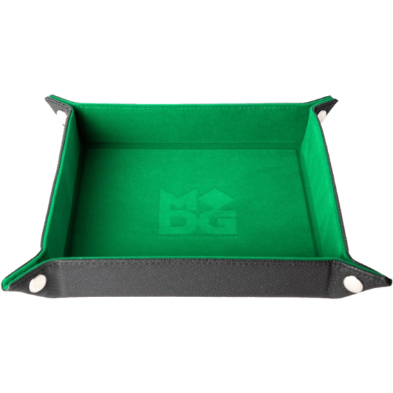 Velvet Folding Dice Tray (10x10): Green with Leather Backing