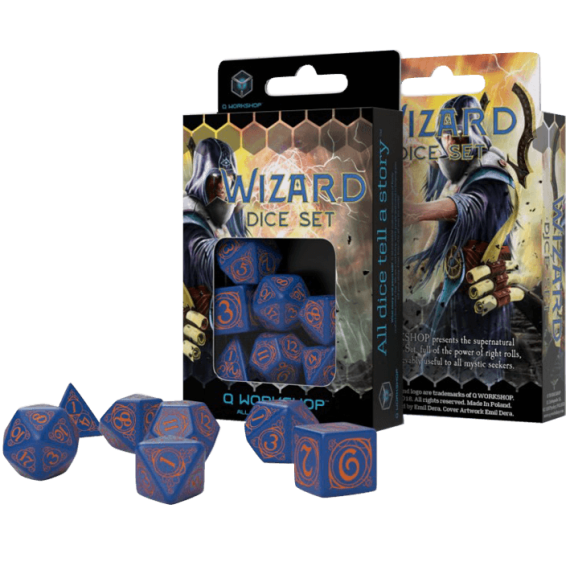 Wizard Dark-blue & orange Dice Set (7)