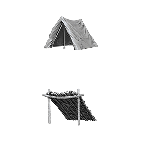 WizKids Deep Cuts Unpainted Miniatures - Tent & Lean-To